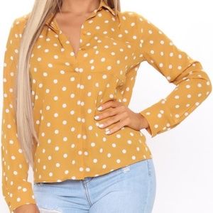 Yellow Polka Dotted Button Down (S)